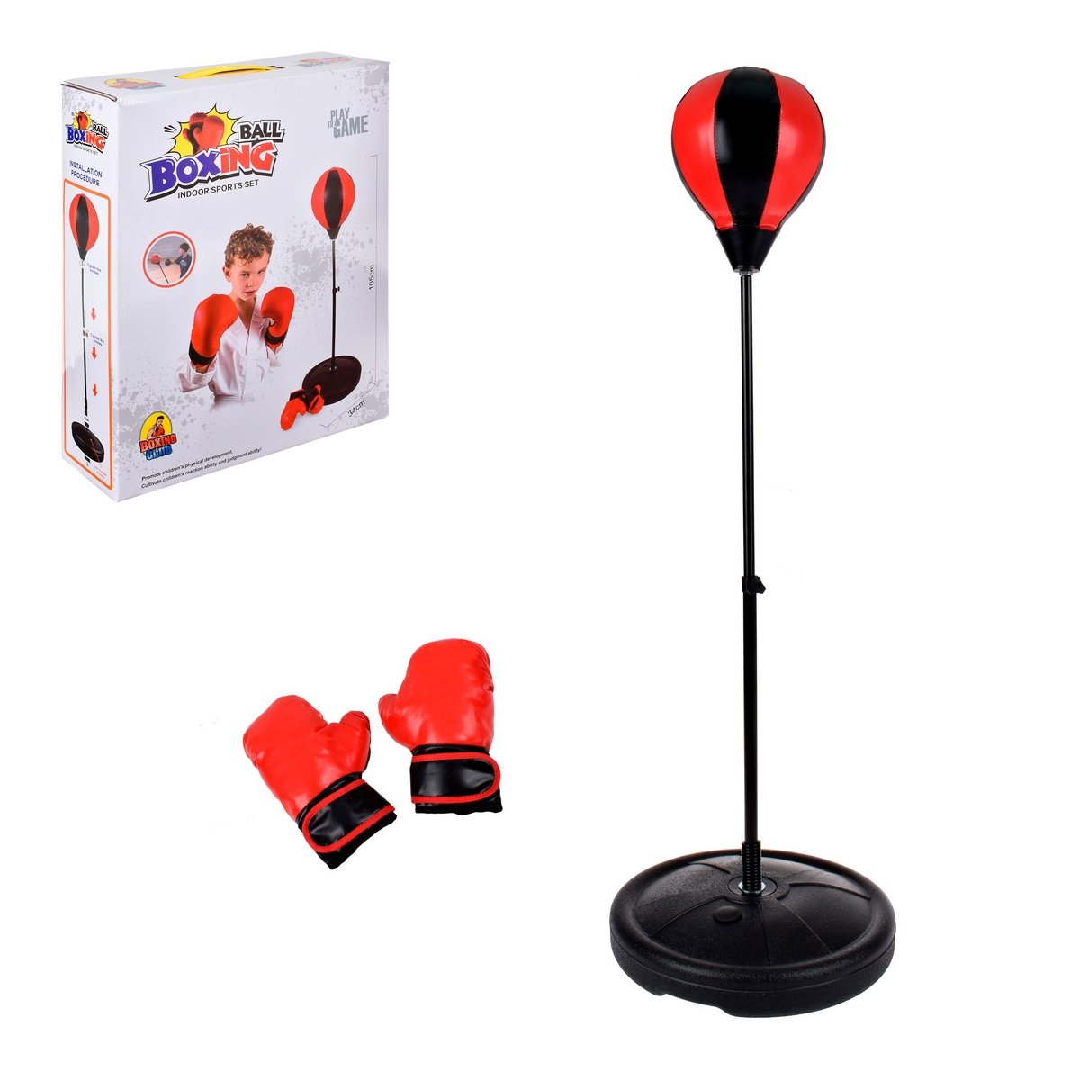 Set De Boxeo Pushingball Con Base Y Guantes